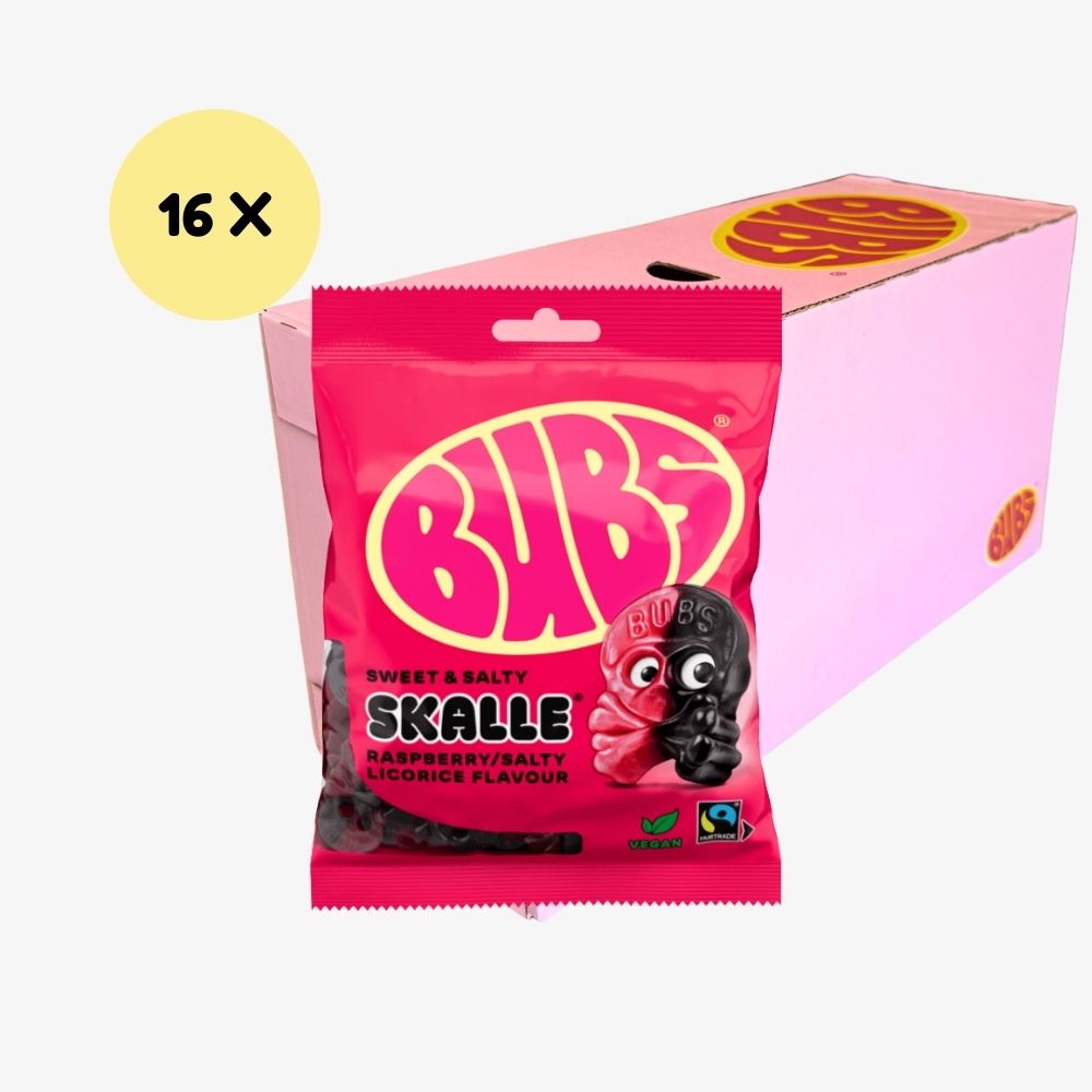 BUBS Raspberry Salty Licorice SKALLE 16-pack